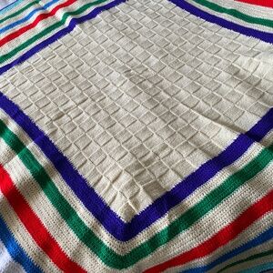 Vintage hand knitted blanket,  170 cm x 143 cm